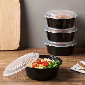 Boîte alimentaire jetable en plastique PP ronde avec couvercle pour micro-ondes, à emporter, préparation de repas - Product Image 5