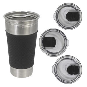 Taza de cerveza reutilizable personalizada al por mayor, taza de pinta de acero inoxidable 304 de pared simple de 20oz con funda de silicona y tapa magnética - Product Image 2