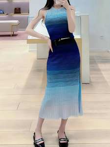 <span class=keywords><strong>Vestido</strong></span> Largo Sin Mangas con Cuello Redondo en Degradado <span class=keywords><strong>Azul</strong></span> Francés, Elegante, de Primavera Temprana, Nueva Colección Ramadán 2026, Siete Colores - Product Image 1