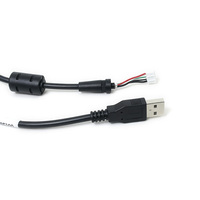 Cableado USB AM de 2 Núcleos Negro de Longitud Personalizada, Conector USB-A Macho con Cable de Terminal Desnudo SR a 5 Pines para Control Industrial