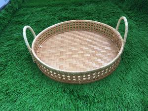 Bandeja de servicio de bambú más vendida con dos asas y bandeja de mesa de madera con agujeros ventilados - Product Image 5