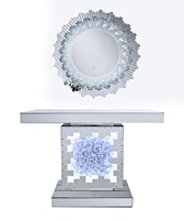 Table console de luxe en miroir avec diamants écrasés étincelants et ensemble de miroirs Meubles Mobles Espejos Spiegels