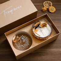 Bougie en cire de soja avec fleurs séchées de luxe dans un bocal en verre, coffret cadeau, bougie en cire de soja, cadeaux de mariage, décoration de la maison