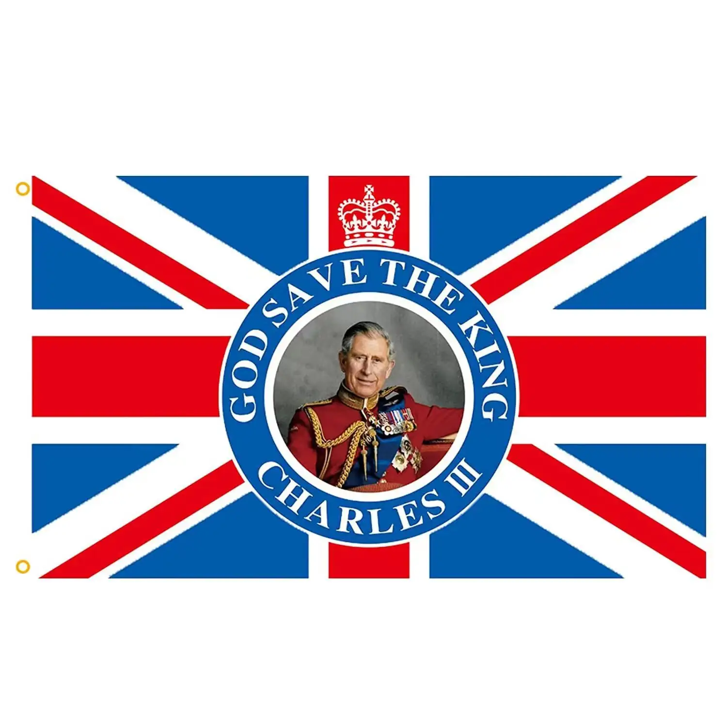 ขายส่ง3*5ฟุตสหราชอาณาจักรธงโพลีเอสเตอร์กษัตริย์ชาร์ลส์ III ธงอังกฤษธงสหราชอาณาจักรแบนเนอร์