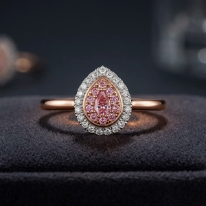 Bague de fiançailles en diamant rose taille poire, or rose 18 carats, bijoux fins romantiques pour femmes - Product Image 3
