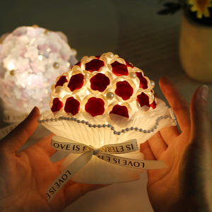 Regalo de San Valentín, luz nocturna de rosa flocada hecha a mano, luz de ambiente, regalo creativo para parejas del Festival de Tanabata - Product Image 3
