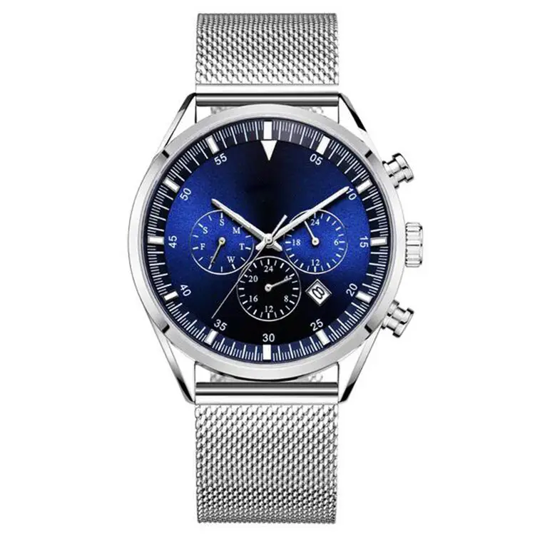Custom logo Luxury brand vintage stainless steel Multi function Waterproof 6 hands movement Men chronograph watch