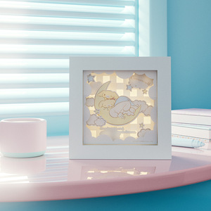 Yimi Paper Sculpture Night Light <b>Square</b> USB Warm White LED Desk Decor <b>Tap</b> Control - Product Image 2
