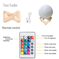 Lampe de nuit intelligente pour bébé, lampe de nuit à changement de couleur à télécommande, impression 3D, lampe de nuit lunaire