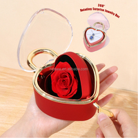 Boîte à bijoux romantique en forme de cœur avec cadenas rotatif et rose éternelle, ouverture par clé, pour la Saint-Valentin, anniversaire, cadeau pour femme, boîte à bague