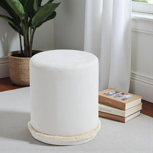 Luxury Traditional Pouf Living Room Furniture Upholstered Fabric <b>Ottoman</b> Footrest <b>Stool</b> Floor Cushion Soft Seating Solid Wood - Product Image 5