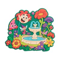 Magnétique de réfrigérateur personnalisé en PVC souple avec motif en relief de scène de jardin féerique de dessin animé, idéal pour la décoration de la maison et de la cuisine