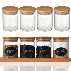 Juego <span class=keywords><strong>de</strong></span> 12 Recipientes <span class=keywords><strong>de</strong></span> Vidrio Borosilicato <span class=keywords><strong>con</strong></span> Tapas <span class=keywords><strong>de</strong></span> Bambú, Frascos Herméticos para Almacenar Alimentos, Galletas, Dulces y Nueces - Product Image 2