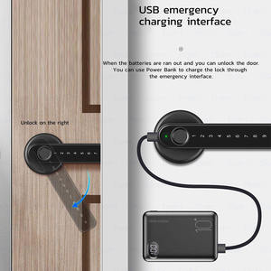 <span class=keywords><strong>Cerradura</strong></span> de Puerta Biométrica de Alta Seguridad con Huella Dactilar, Teclado con Contraseña y Acceso con <span class=keywords><strong>Llave</strong></span> para Puerta <span class=keywords><strong>Interior</strong></span> de Madera para Hogar u Oficina - Product Image 2