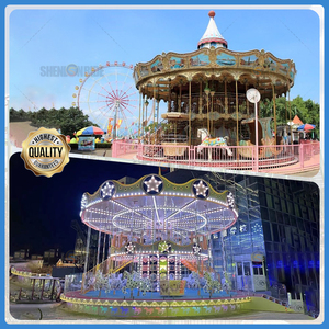 Carrousel rotatif à deux niveaux avec auvent-Tour de carnaval extérieur en fibre de verre étanche pour centre commercial (38/56 personnes) - Product Image 6