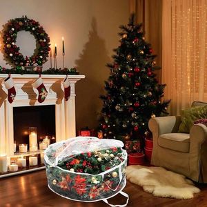 Contenedor de Almacenamiento para Coronas Navideñas de 30 Pulgadas, Bolsas de Plástico PVC Transparentes para Guardar Coronas, Venta Caliente de Fábrica BSCI - Product Image 3