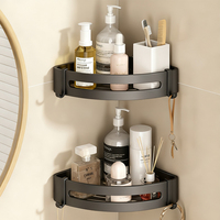 Étagère d'angle de douche en acier à fixation sans perçage, style industriel, 60 cm, sans perçage, 2 pièces, à poser au-dessus des toilettes