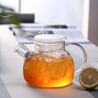 Carafe à eau en verre borosilicate de haute qualité, grande capacité, écologique, théière à fleurs avec couvercle en verre pour usage domestique