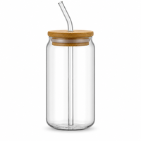 Gobelets en verre en forme de canette de 16 oz et 18 oz, résistants à la chaleur, sans BPA, design moderne, pour la bière et le café glacé, avec paille – Vente en gros