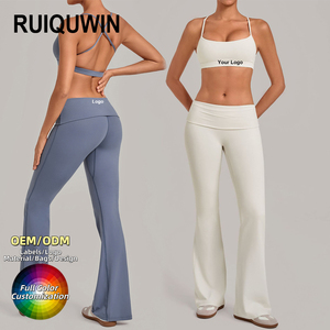ชุดโยคะ RUIQUWIN แบบสั่งทำพิเศษ ระบายอากาศได้ดี ชุดโยคะไร้รอยต่อคุณภาพสูงสำหรับผู้หญิง ชุดออกกำลังกายสุดเซ็กซี่ เสื้อชั้นในกีฬา กางเกงโยคะทรงบาน - Product Image 1
