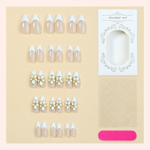 30 pièces en stock – <span class=keywords><strong>Ongles</strong></span> à presser de luxe en forme d'amande, motif fleur de rose 3D, strass, feuille d'or – <span class=keywords><strong>Faux</strong></span> <span class=keywords><strong>ongles</strong></span> haut de gamme pour l'<span class=keywords><strong>hiver</strong></span> - Product Image 4