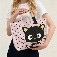 Sac fourre-tout en PVC transparent imperméable à pois motif chat noir charmant, sac de plage, pochette, sacs à main à nœud, sac de rangement