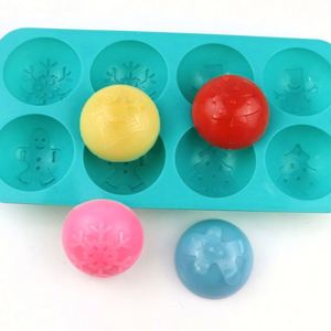 Moule en silicone écologique à 8 cavités en forme de demi-boule pour chocolat et pudding DIY, idéal pour les fêtes de Noël, échantillon gratuit, OEM/ODM - Product Image 1