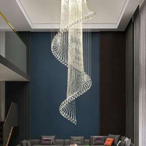 long drop hotel Pendant <b>Lights</b> spiral Duplex Building Staircase foyer long <b>crystal</b> <b>chandelier</b> modern - Product Image 4