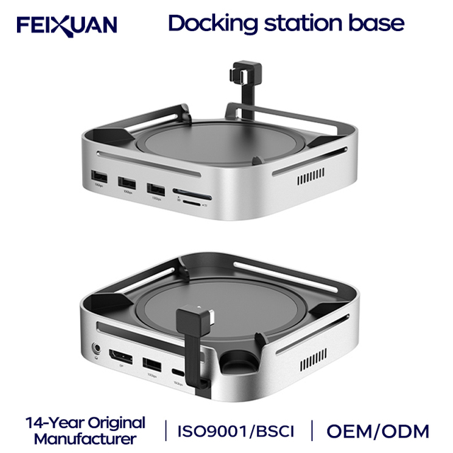 Aluminum Stand Dual 10Gbps SSD 4K 240Hz PD100W Type C Audio Docking Station Hard Drive Enclosure USB-C Hub for Mac Mini M4