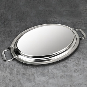 Vassoi da portata in acciaio inossidabile con manici, piatti in metallo lucidato a specchio <span class=keywords><strong>per</strong></span> buffet, frutta e antipasti, rettangolari e ovali - Product Image 3
