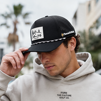 Casquette de golf cinq panneaux en cuir silicone avec logo personnalisé, haute qualité, faible MOQ, fermeture Velcro, séchage rapide, légère