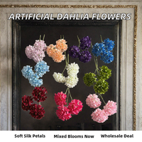 Fleur artificielle Dahlia en soie à 3 têtes, marque Qq344 MSH, prix de gros, pour décoration maison, mariage, Saint-Valentin, orchidée