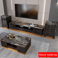 Meuble TV moderne de luxe en marbre, 1 pièce, table basse rectangulaire en bois massif avec meuble TV haut de gamme pour meubles de salon
