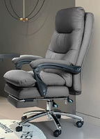 Chaise de bureau rotative en cuir avec coussins de jambe Chaise de jeu exécutive familiale de style moderne, ergonomique, confortable et douce