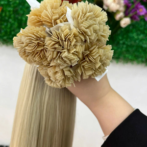 Extensions de cheveux vietnamiennes en vrac, ondulées, à pointe plate, en cheveux humains, blond platine, avec kératine, mèches Remy - Product Image 2