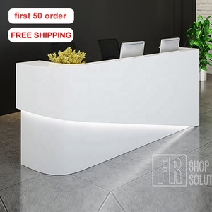 <span class=keywords><strong>Bianco</strong></span> lucido di lusso anteriore moderna scrivania reception ufficio display A LED farmacia reception contatore - Product Image 3