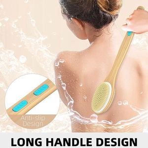 Cepillo de Baño Exfoliante de Doble Cara con Mango Largo de Madera, Cerdas Suaves y Rígidas para Limpieza Corporal, Venta al Por Mayor de Fábrica - Product Image 3
