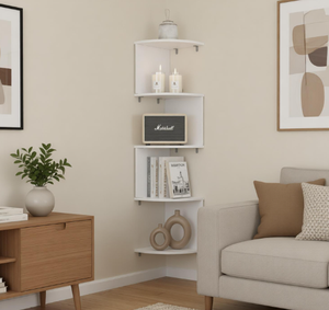 Estante Esquinero Triangular Simple de Madera y Plástico Multicapa para Almacenamiento del Hogar, Organizador de Artículos Diversos - Product Image 3