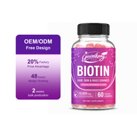 Gummies de Biotine Personnalisées 10000mcg Marque Privée OEM ODM Véganes Complément Cheveux Peau Ongles Saveur Fraise Vente en Gros Usine