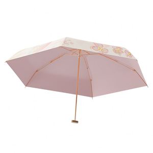 Sombrilla de Metal Manual con Diseño Floral, Protección UV, Ligera, Compacta, para Exteriores, Plegable en Cinco Secciones, Diámetro Abierto de 90 cm - Product Image 3