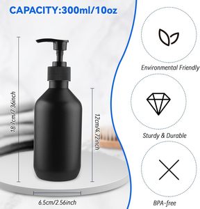 Custom Logo Matte Black PET <b>Plastic</b> Bottle 300ml 500ml Pump Container for Shampoo Conditioner Body Wash Skincare <b>Packaging</b> - Product Image 2
