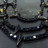 Collier tennis de luxe en zircone noire CZ, collier ras du cou Panthère Noire, bijoux hip-hop à dents de bête pour hommes