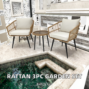 Juego de Muebles de Jardín de Mimbre/Ratán Moderno de 3 Piezas con Marco de Aluminio, Venta al por Mayor de Fábrica en Guangzhou, Envío Directo DDP, MOQ Bajo - Product Image 2