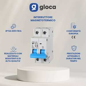 Gloca เบรกเกอร์อัตโนมัติ2P C6 6A 250V 6KA DIN MOUNT JXB1-63 - Product Image 2