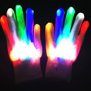 2 Pcs Creative Halloween LED Glow Glove Neon Luminous Colorful Hiking Gloves Multi-Function Flash Finger Tip Perfect Gift - Product Image 1