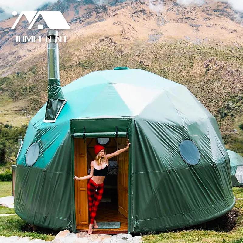 شفافة PVC حديقة القباني 6M Glamping الألومنيوم الإطار خيمة بقبة جيوديسية