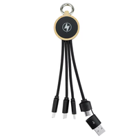 Câble de charge 3-en-1 rond à double entrée en TPE luminescent pour imprimante, cadeau promotionnel haut de gamme portable, matériau écologique
