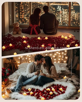 Pétales de rose artificiels, kit de 50 bougies chauffe-plat LED en forme de cœur, décoration écologique en plastique pour la maison, pour anniversaire, mariage