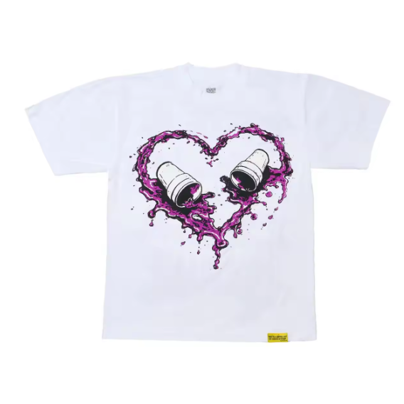 T-shirt blanc à double bonnet Love