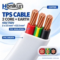 Câble plat TPS certifié SAA, double et terre, 2C+E 2,5 mm² 450/750V, cuivre PVC AS/NZS 5000.2